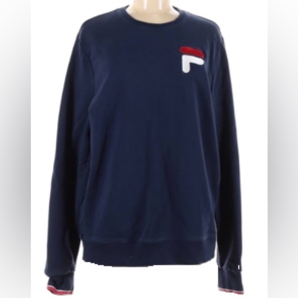 Fila Men's French Terry Crew Neck Sweatshirt, Navy Blue